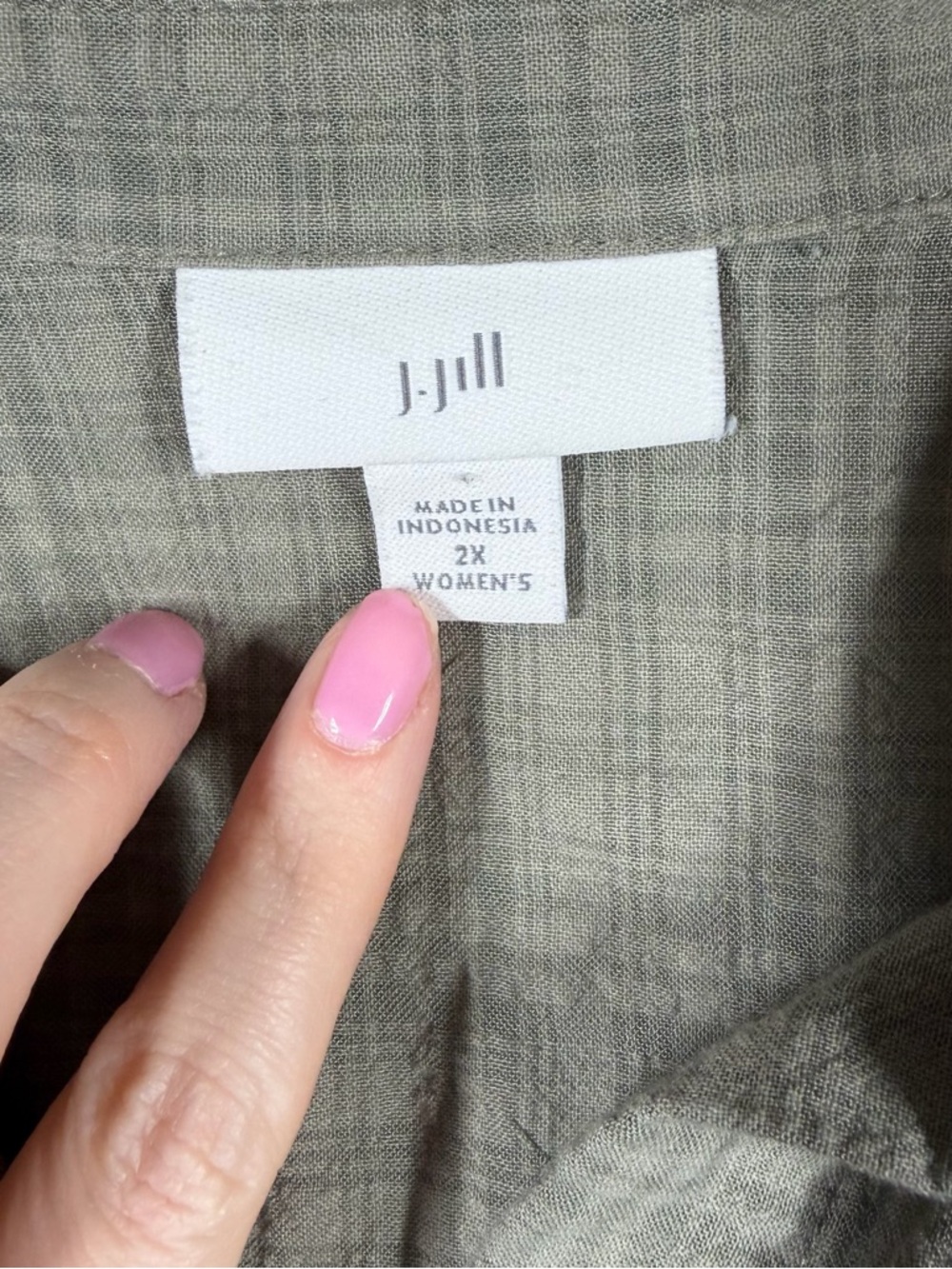 J. Jill Grey Green Button Down Long Sleeve‎ Tunic Top - Picture 3 of 6